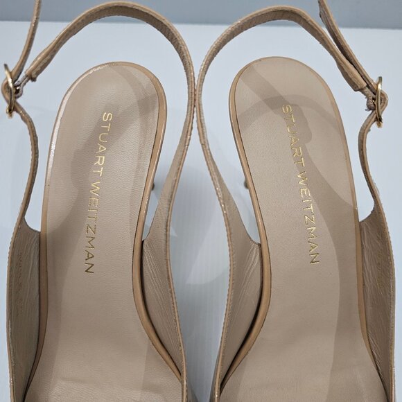 Stuart Weitzman Stuart Power 75 Heel Slingback Pointed Toe Tan Leather Size 12 - Picture 6 of 14